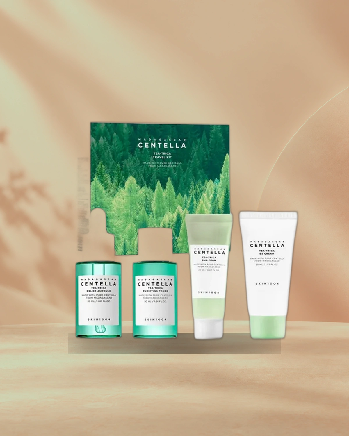 Kit de Skincare SKIN1004 Madagascar Centella Tea-Trica Travel 4PCS