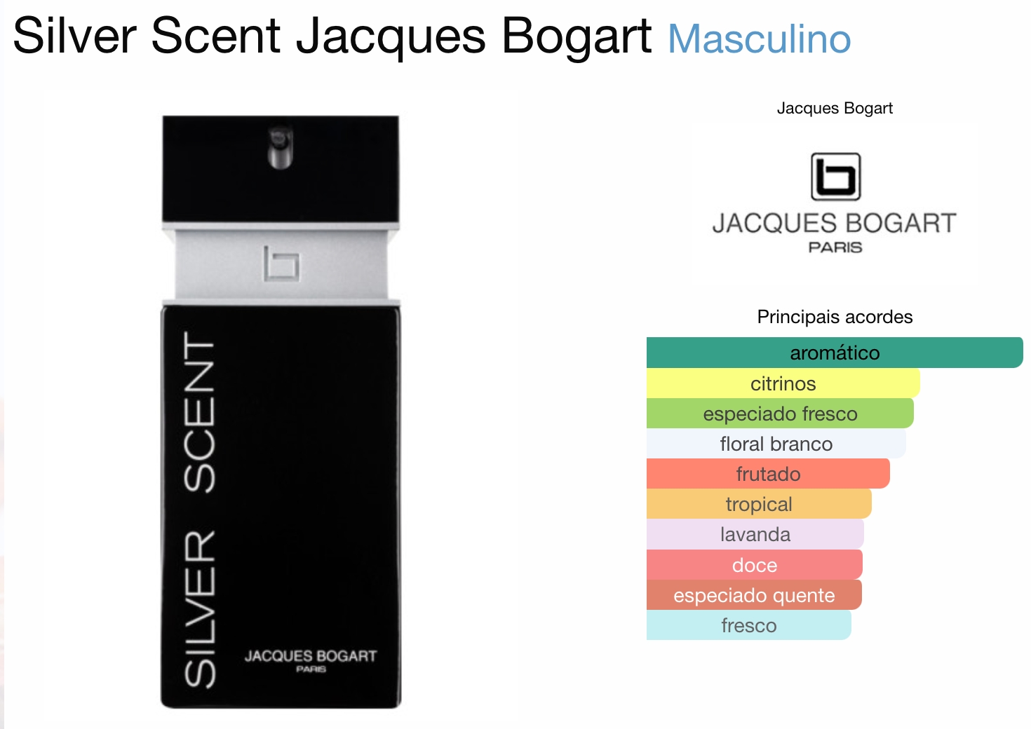 Perfume Jacques Bogart Silver Scent Eau de Toilette Masculino 100ML