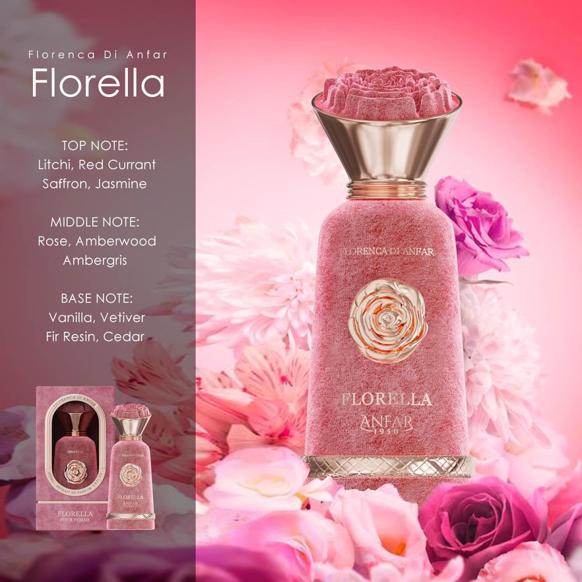 Perfume Anfar Florella Pour Femme Extrait de Parfum Feminino 100ML