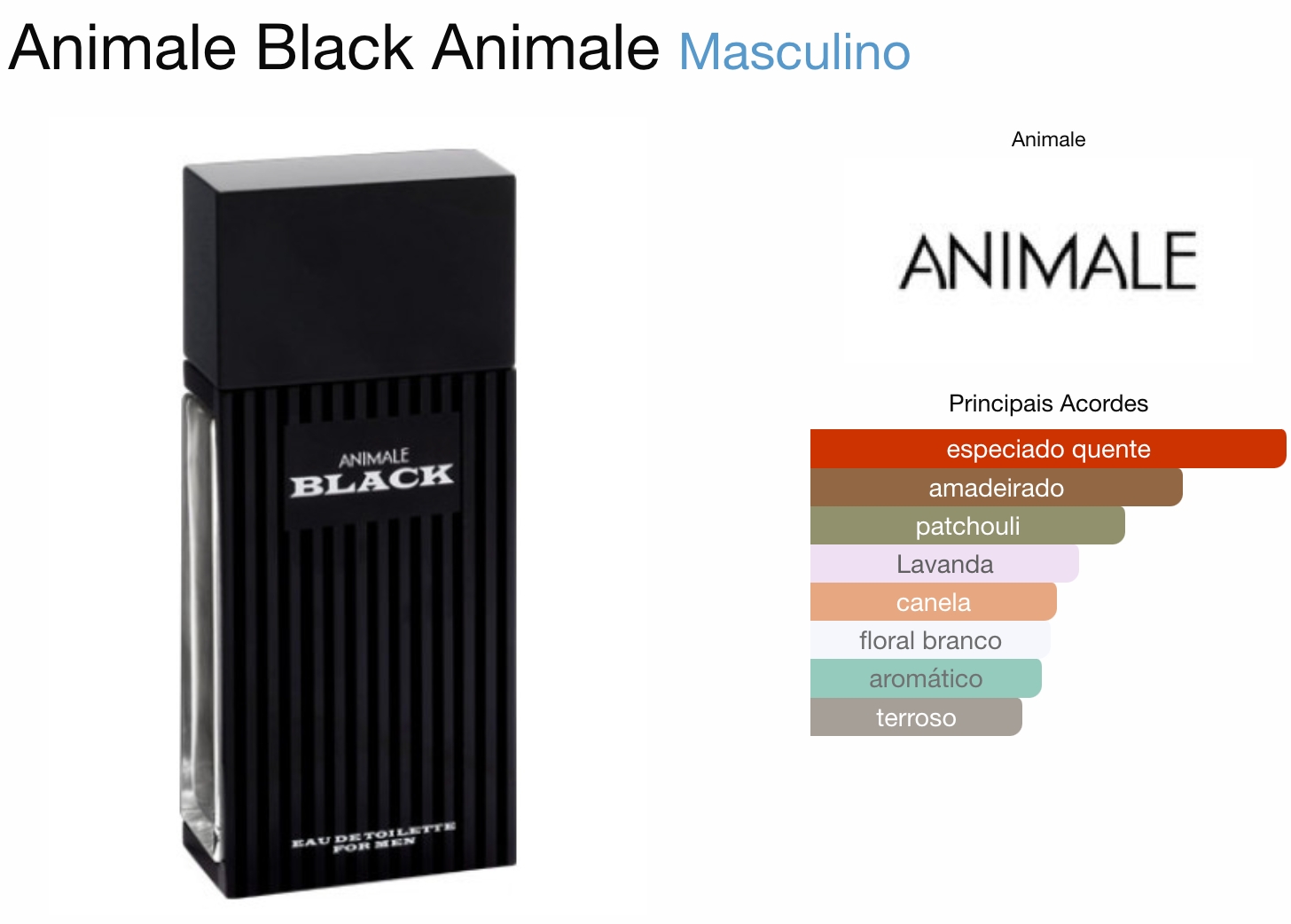 Perfume Animale Black Eau de Toilette Masculino 100ML