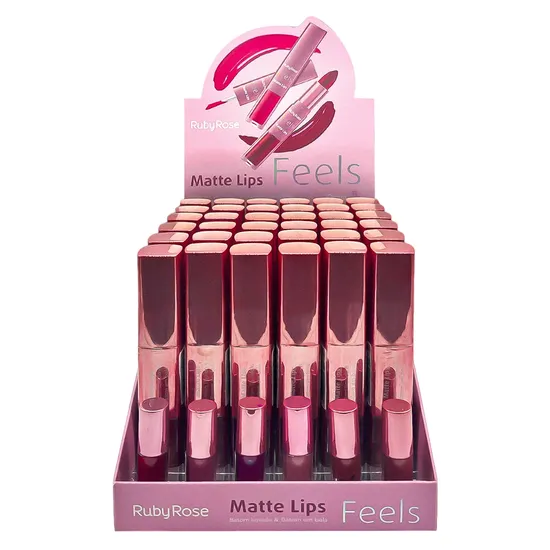 Líquido Ruby Rose Matte Duo Lips Feels HB-8608-5 - 36 Unidades · Batom