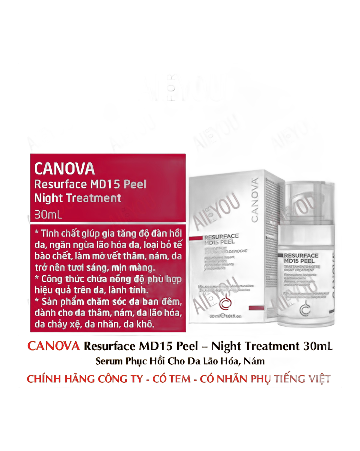 Canova Resurface MD15 Peel Night Treatment · Tratamento Facial