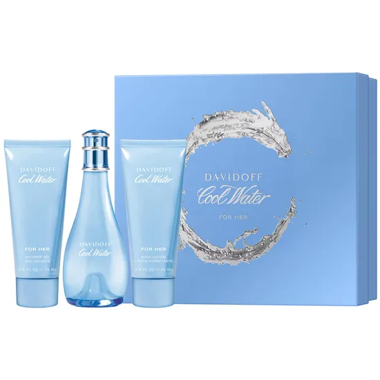 Kit Davidoff Cool Water For Her - Eau de Toilette - Feminino - 3 Em 1 75ML + 125ML +