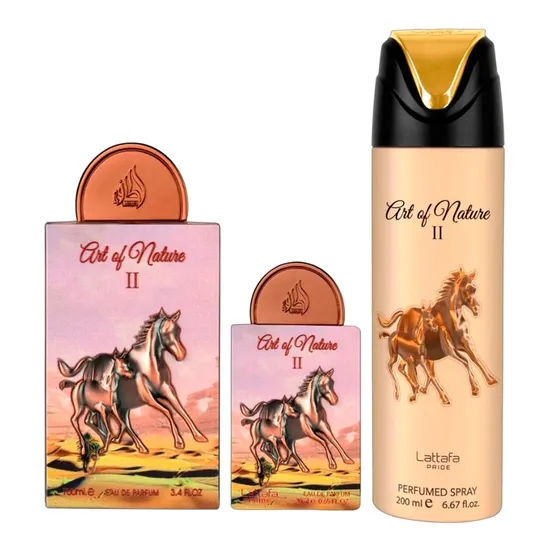 Kit Lattafa Pride Art Of Nature II - 3 Em 1 - Perfume Edp 100ML + Perfume Edp 20ML+ Desodorante