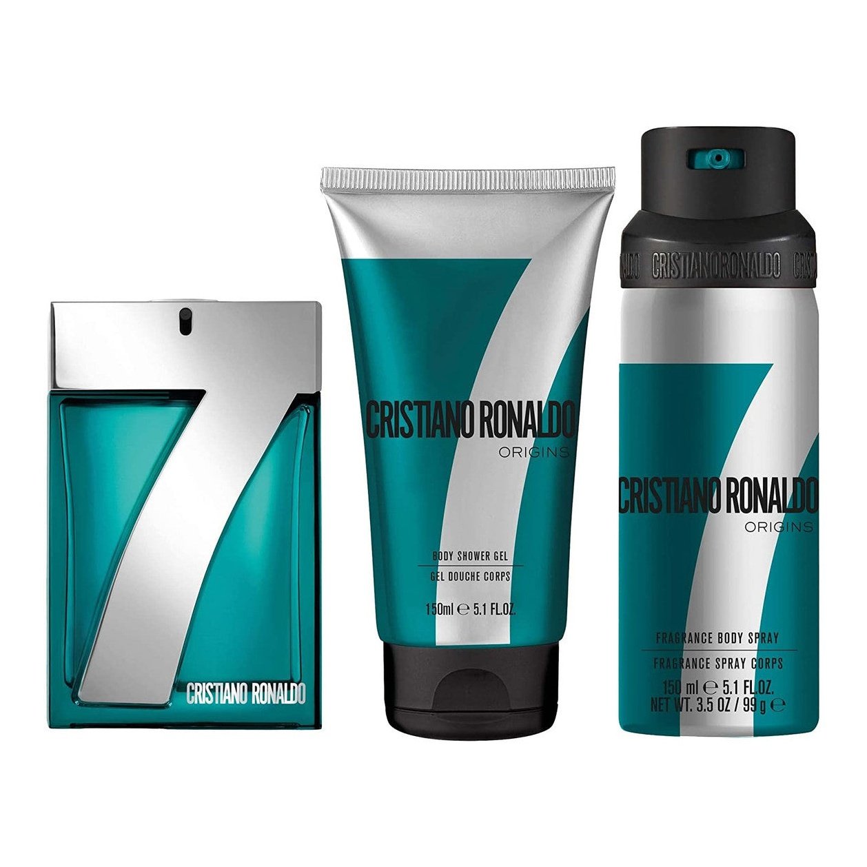 Kit Perfume Cristiano Ronaldo CR7 Origins Edt 100ML + Shower Gel + Boddy Spray