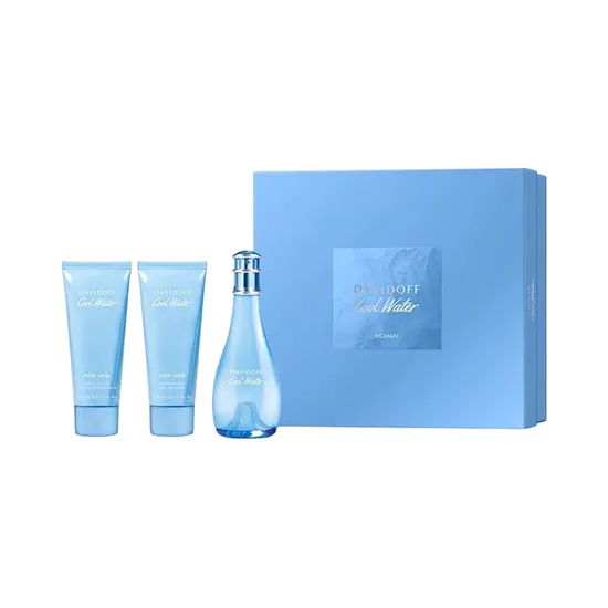 Kit Perfume Davi Doff Cool Water Woman Eau de Toilette 100ML+Shower Gel+Body Lotion