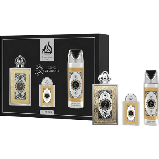 Kit Perfume Lattafa King Of Arabia Edp – Masculino 3 Peças