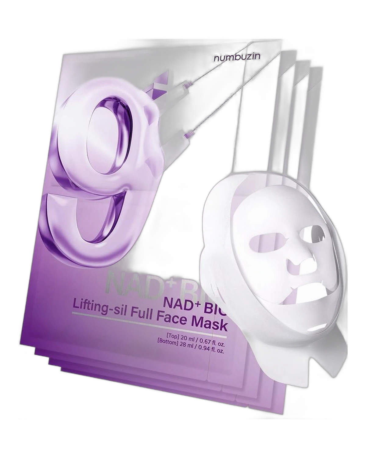 Numbuzin No.9 Nad+Bio Lifting-Sil Full Face Mask 4SHEETS · Máscara Facial