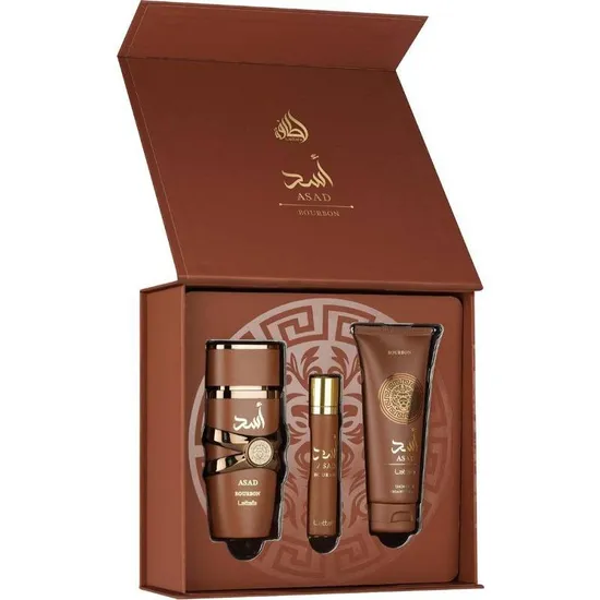 Lattafa Kit Asad Bourbon 100ML + 12ML + Shower Gel
