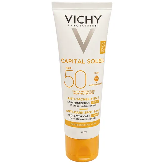 Vichy Capital Soleil Anti-Manchas - com Cor - 3 Em 1 - SPF 50+ · Protetor Solar