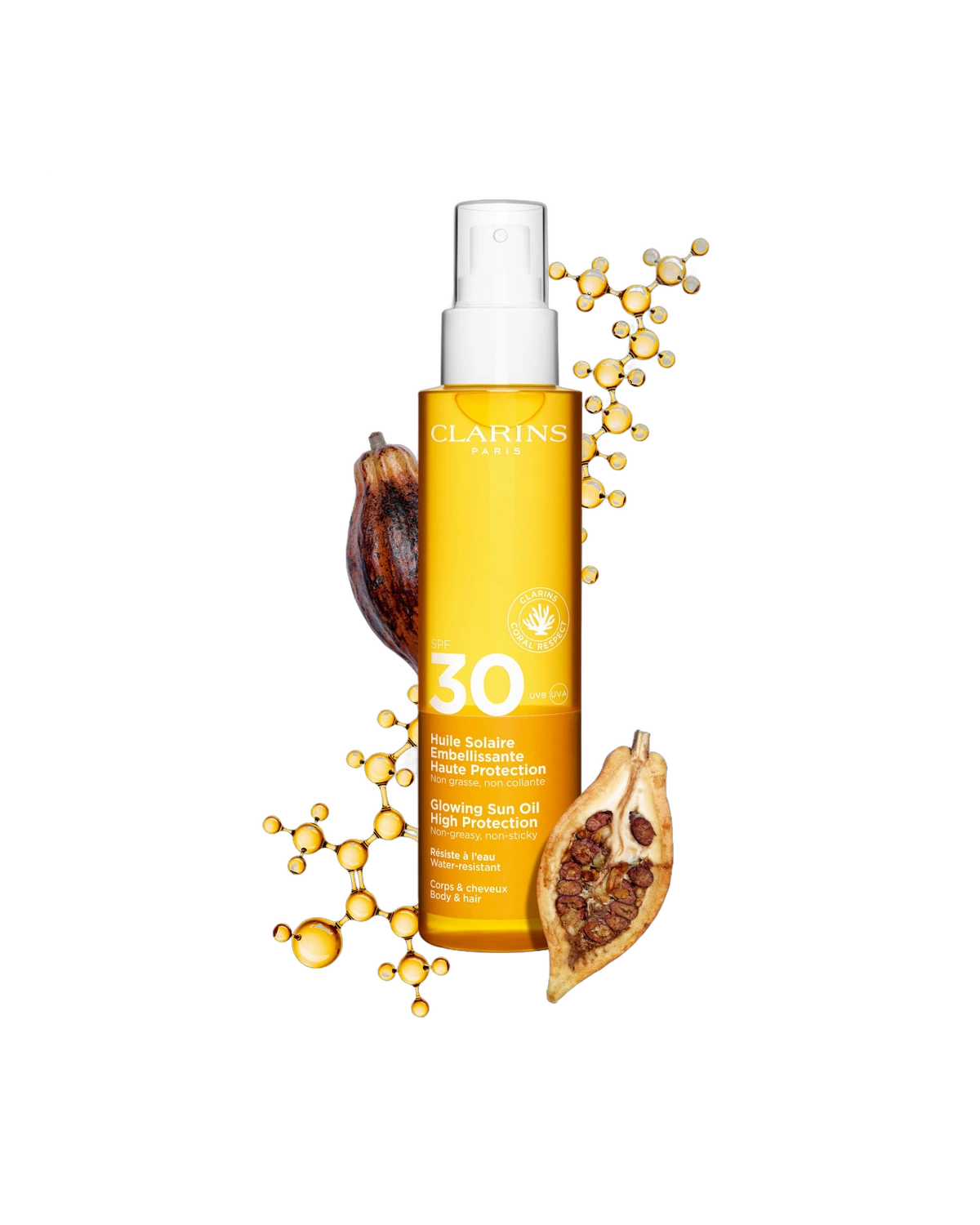 Tratamento Corporal e Pescoço Clarins Huile Solaire Embellissante SPF30