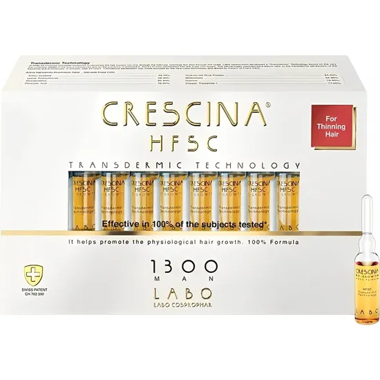 Tratamento Capilar para Crescimento Capilar Labo Cosprophar Crescina HSFC-1300 Man - 20 Ampolas