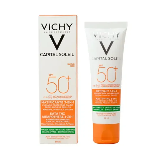 Vichy Protector Solar Capital Soleil Matificante 3EN1 SPF50 · Protetor Solar